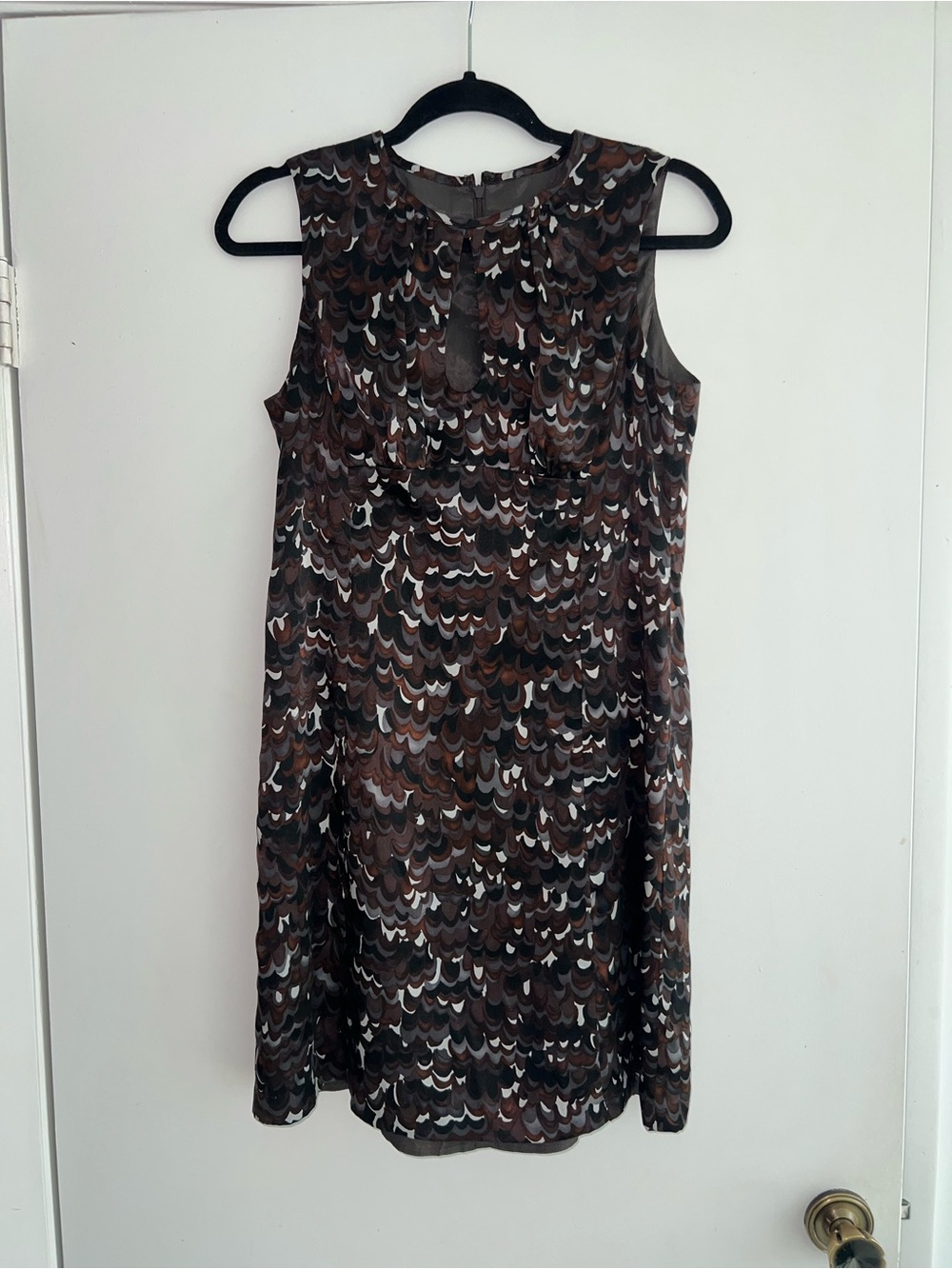 Nanette Lepore Brown & Black Patterned Sleeveless Silk Mini Dress